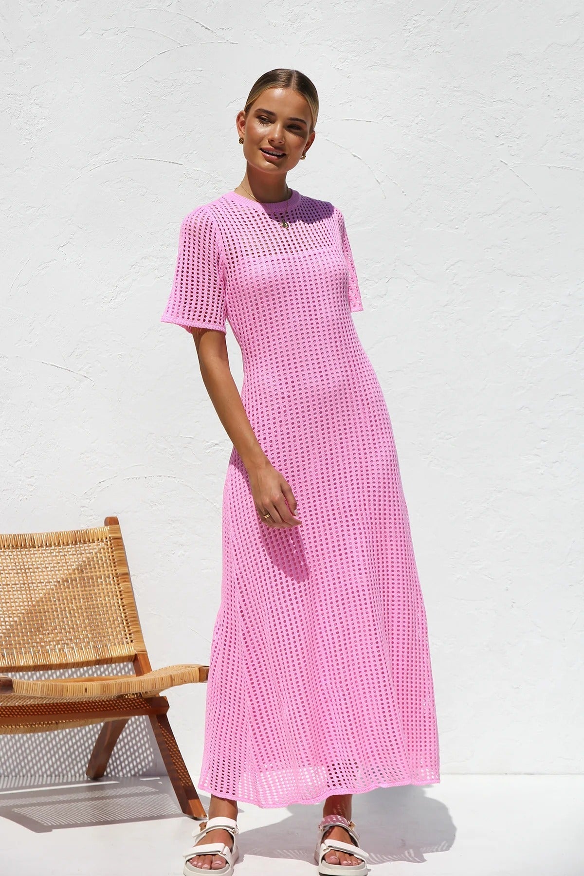 ESSENZIALE - Vestito Maxi all'Uncinetto Airlie - Naturale