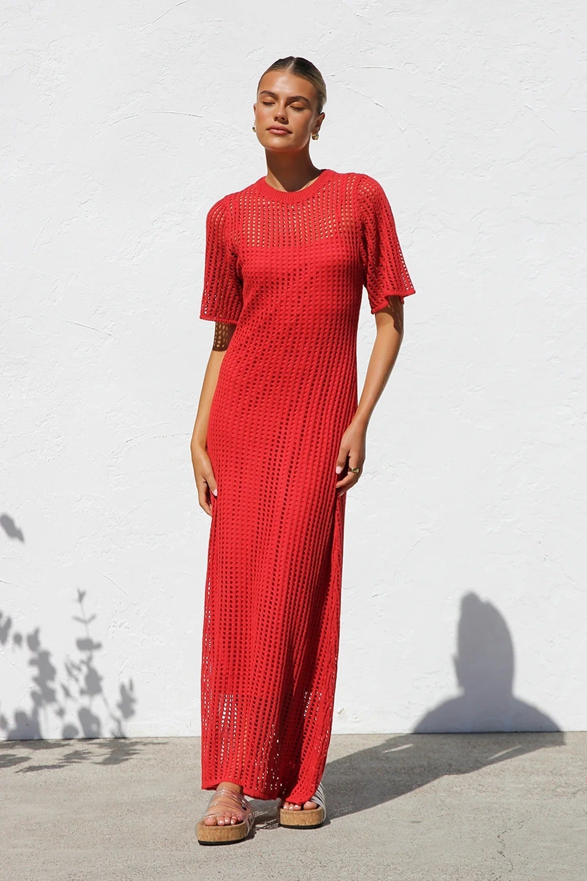 ESSENZIALE - Vestito Maxi all'Uncinetto Airlie - Naturale