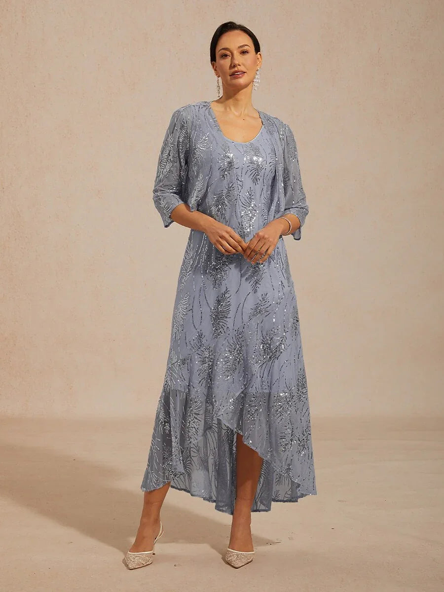 Abito Maxi A-Line Senza Maniche con Paillettes in Rete
