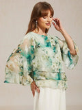 Blusa a strati in chiffon di pizzo con stampa floreale