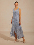 Abito Maxi A-Line Senza Maniche con Paillettes in Rete