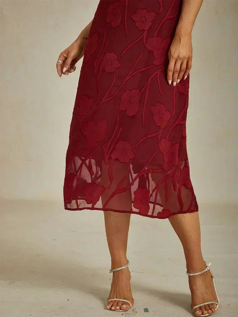 Abito Maxi in Pizzo con Maniche Fluttuanti