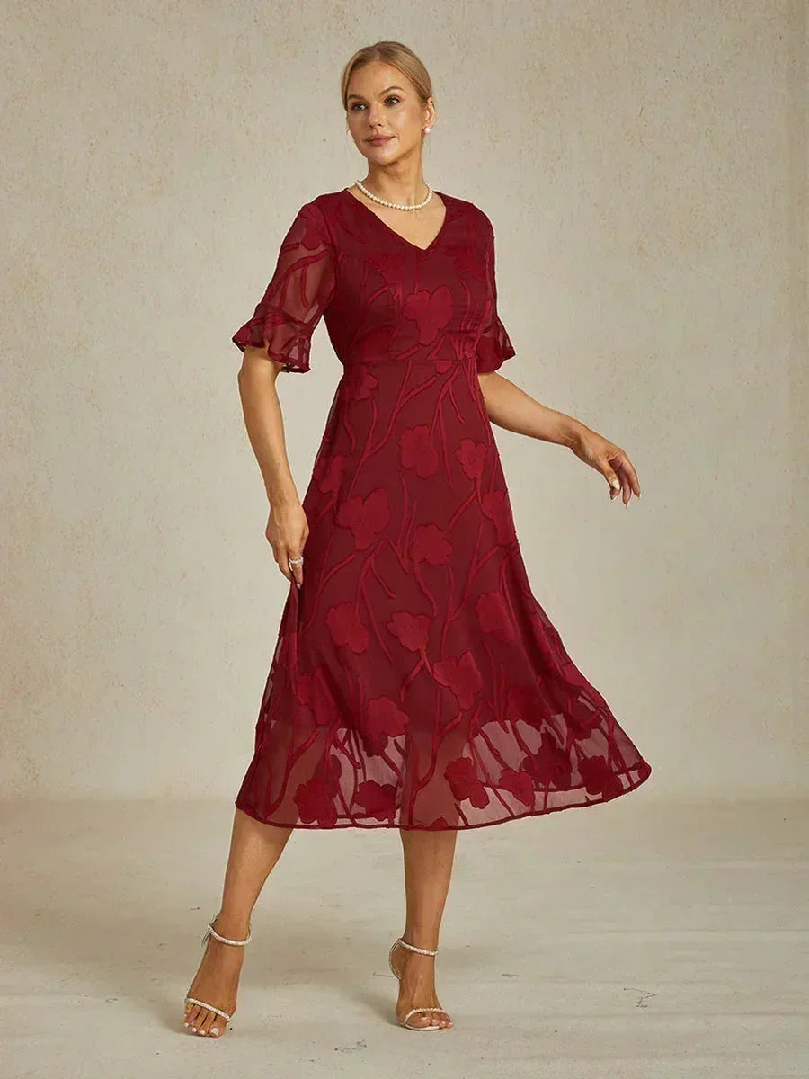 Abito Maxi in Pizzo con Maniche Fluttuanti