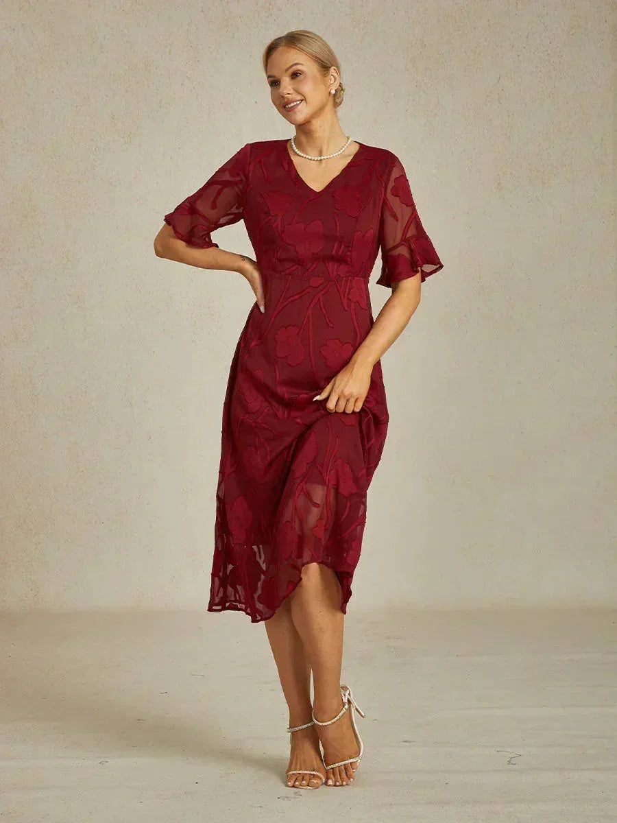 Abito Maxi in Pizzo con Maniche Fluttuanti