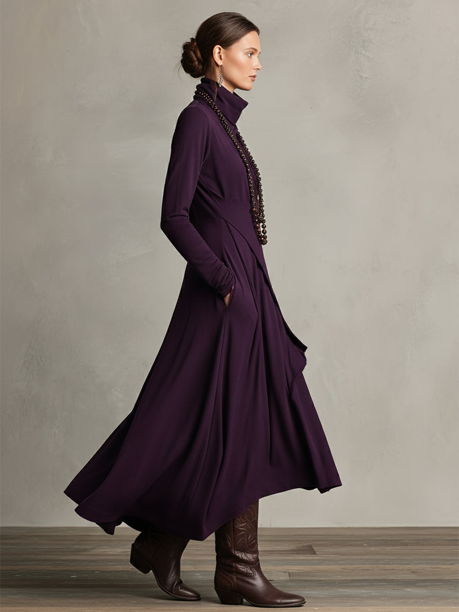 Abito maxi asimmetrico per donne in colore viola